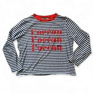 J.Crew L'ocean navy, white and red striped‎ long sleeve knit goods shirt Size L
